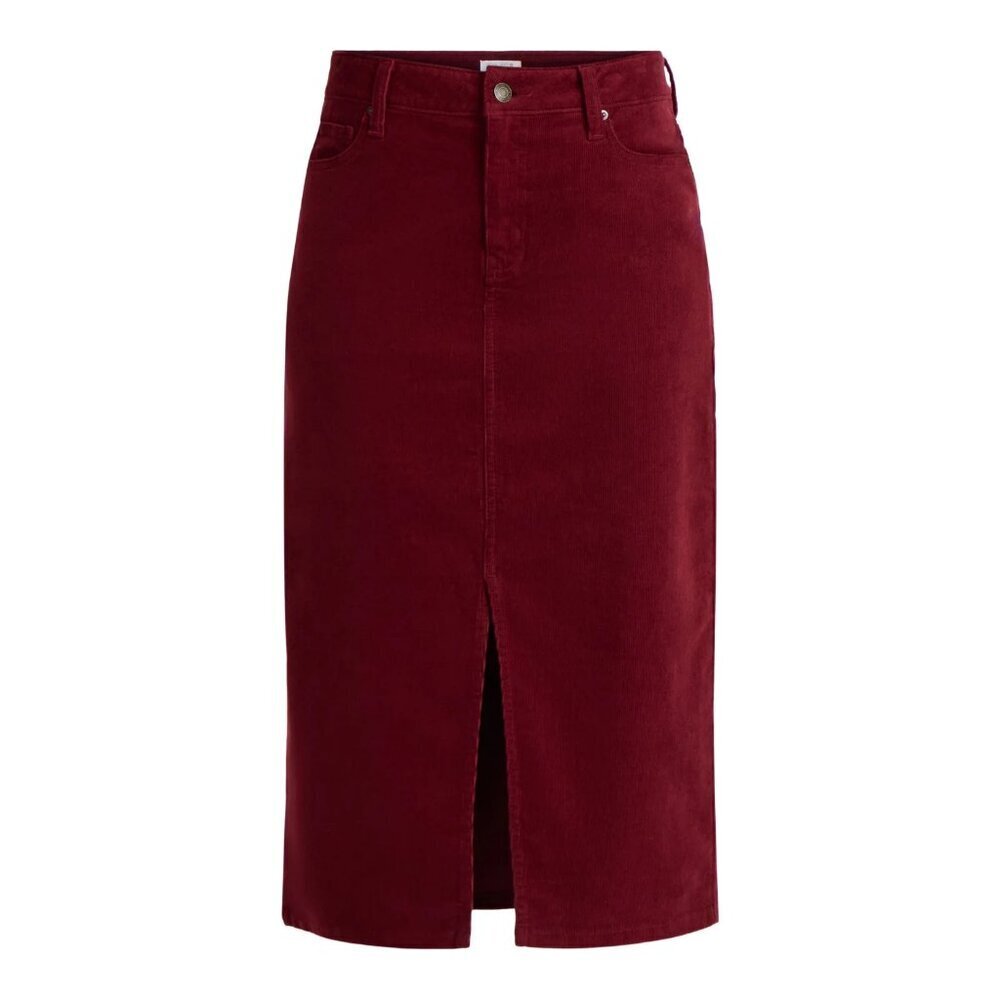 Time and Tru Women's Corduroy Midi Skirt with Front Slit, Size 0, Classic Fit